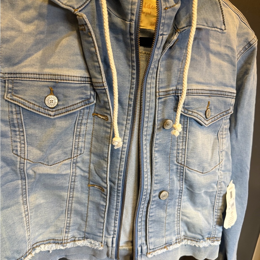 Altar'd State | Light Blue Jean Jacket with Hoodie |‎ Medium | NWT - Picture 2 of 6